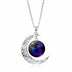 12 constellation time gemstone half moon pendant necklace - Minihomy