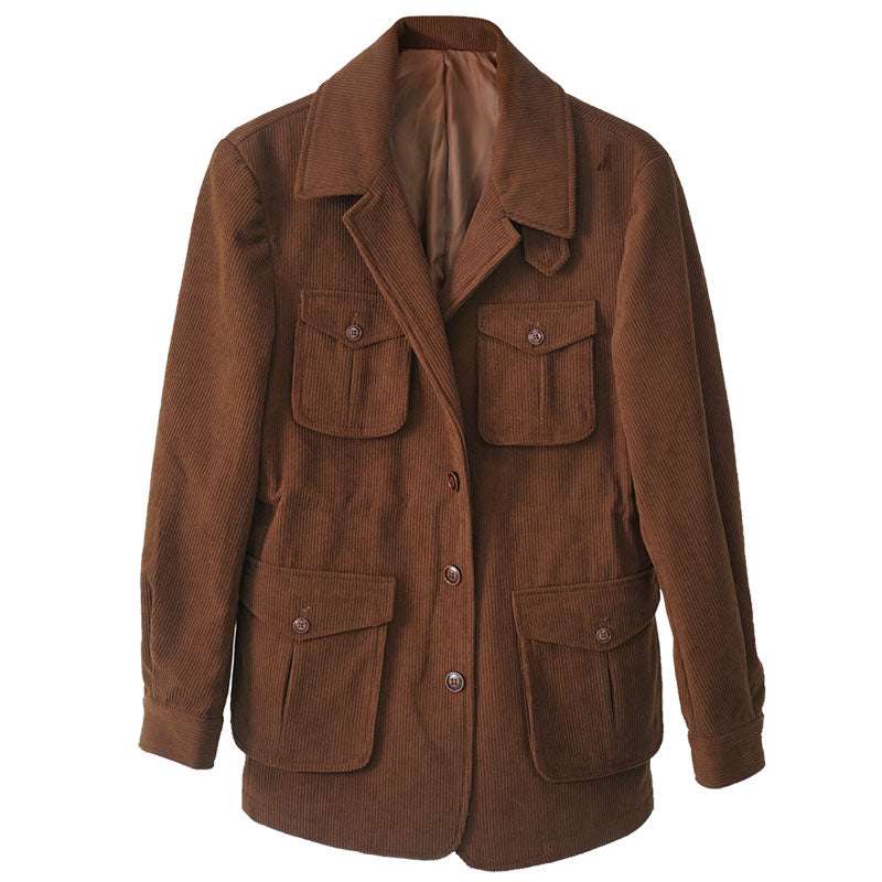 Corduroy Jacket For Men Thick Casual Slim - Minihomy