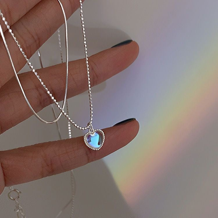 Gradient Gem Heart Shaped Clavicle Chain - Minihomy