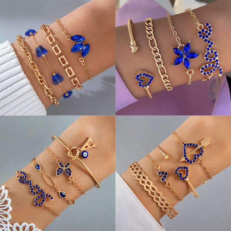 Blue Flower Love Butterfly Bracelet Set: Stylish and Elegant - Minihomy