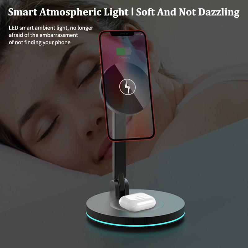 2-in-1 Magnetic Wireless Charger Stand - Fast Charging Station Dock for iPhone and AirPods - Minihomy