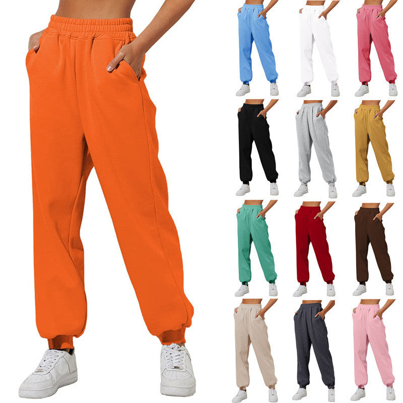 Women's Trousers With Pockets High Waist Loose Jogging Sports Pants