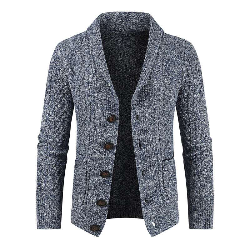 Men's Knitted Cardigan V Neck Loose Thick Sweater Jacket - Minihomy