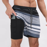 Gradient Printed Beach Shorts - Double Layer Casual Sport Shorts - Minihomy