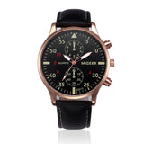 Casual PU Leather Band Analog Alloy Quartz Wrist Watch - Minihomy