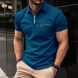 Men's Sports Polo Shirt With Zipper Pocket - Minihomy