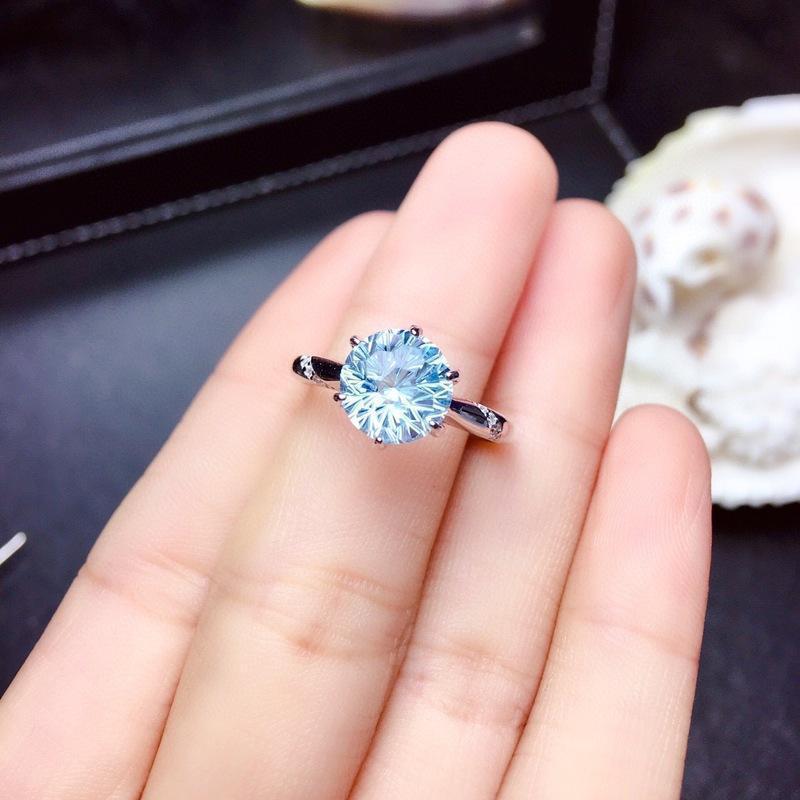 Natural Fireworks Cutter Sky Blue Topaz Ring - Minihomy