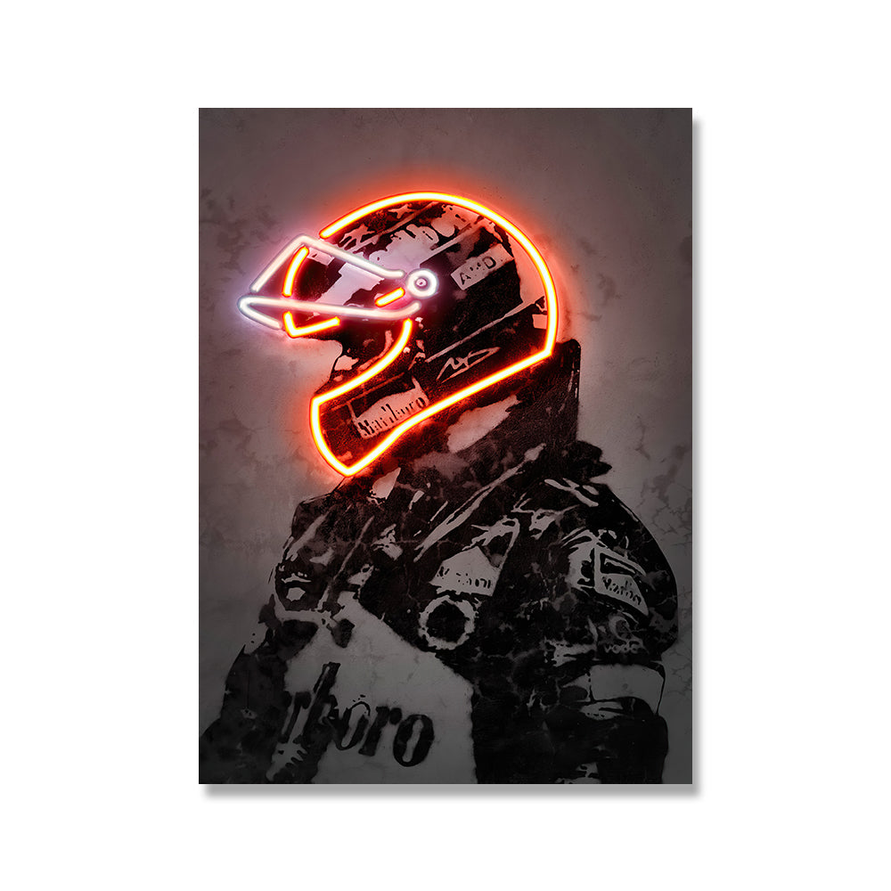 Neon Wall Art Poster Canvas Painting Vintage Helmet - Minihomy