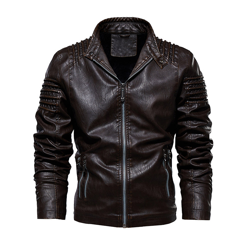 Men Leather Jacket Winter And Autumn Motorcycle PU Warm Fashion Coat - Minihomy