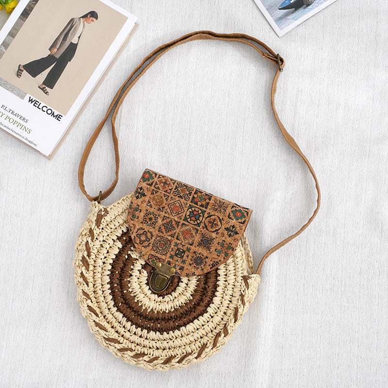 Handmade Straw Beach Bag | Casual Crossbody Shoulder Bag for Women - Minihomy