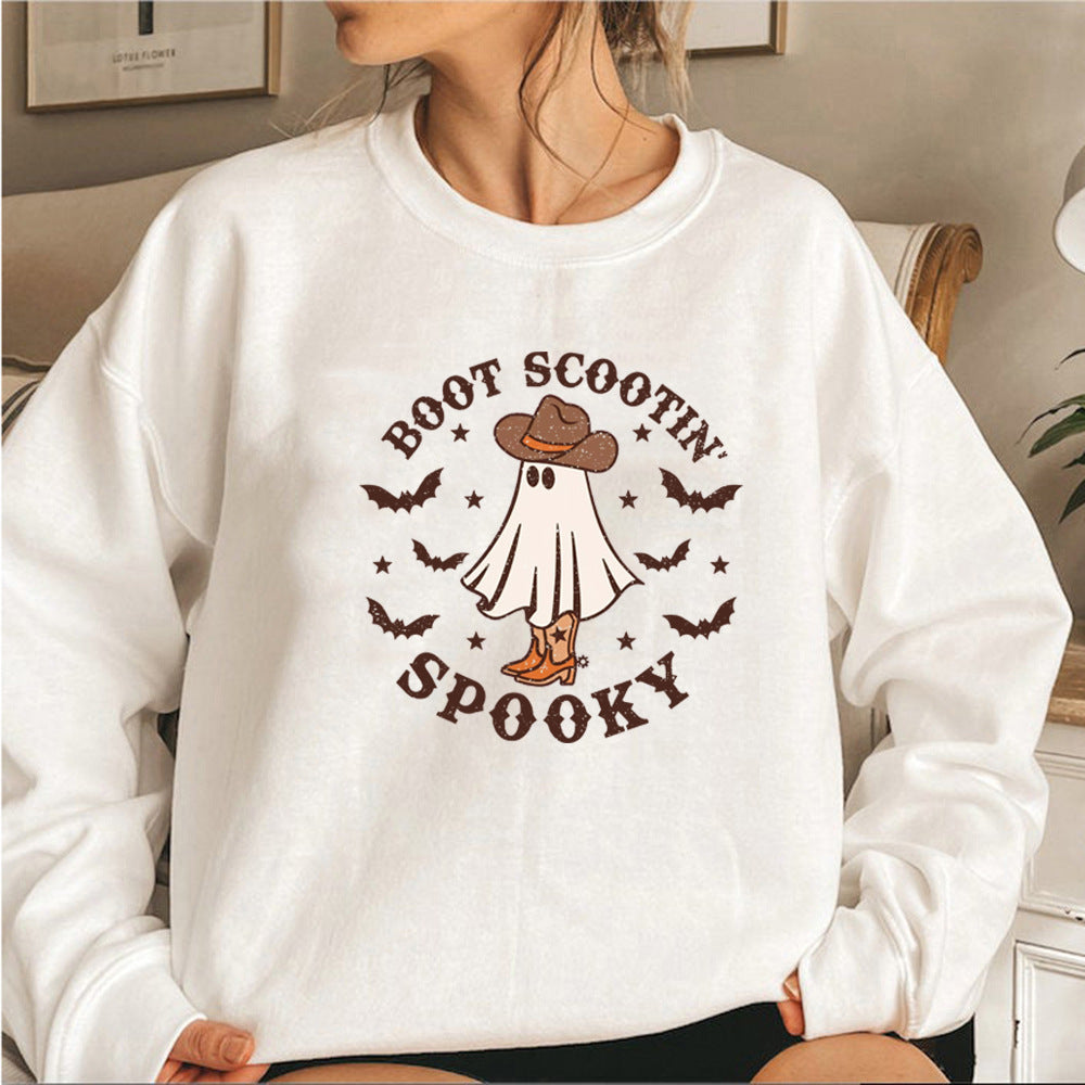 Boot Scootin' Spooky Sweatshirt Halloween Hoodie Cowboy Ghost - Minihomy