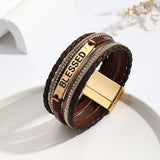 Ethnic Style PU Leather Bracelet with Alloy Sheet - Minihomy