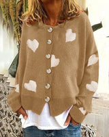 Women's Heart Sweater Single Breasted Cardigan Knitwear Coat Outwear Clothes