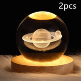 LED Night Light Galaxy Crystal Ball Table Lamp - 3D Planet Moon Lamp for Bedroom Home Decor - Minihomy