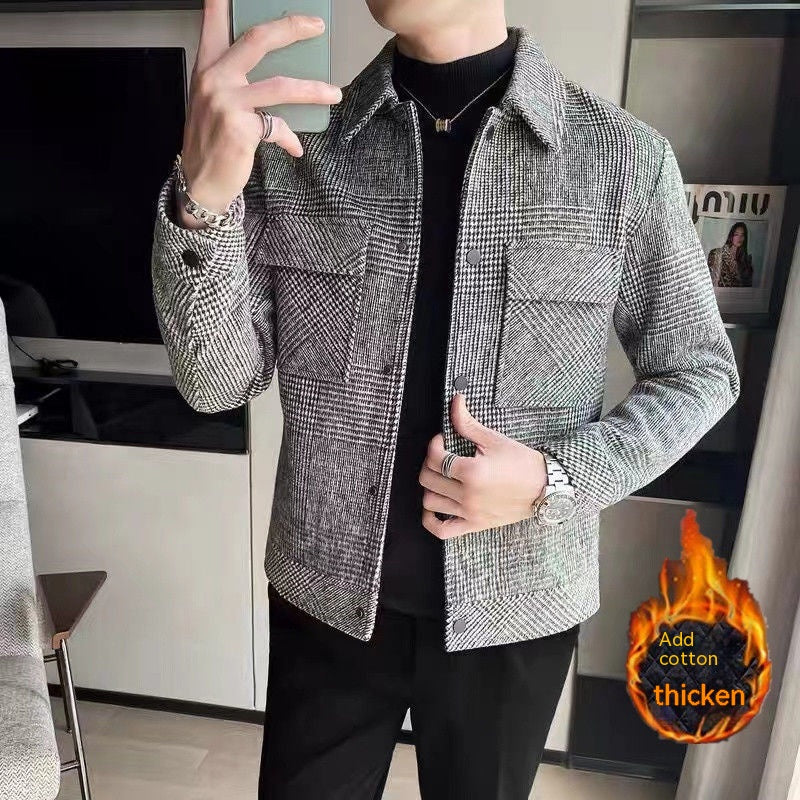 Men's Coat Korean Style Trendy Casual Woolen Jacket - Minihomy