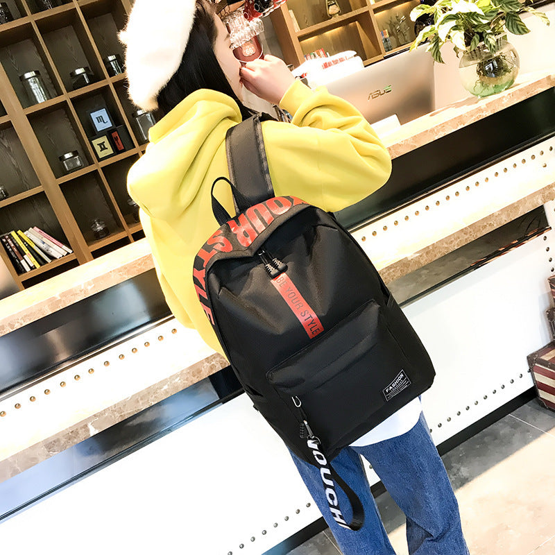 Canvas Large Capacity Fashion Letter Backpack - Minihomy