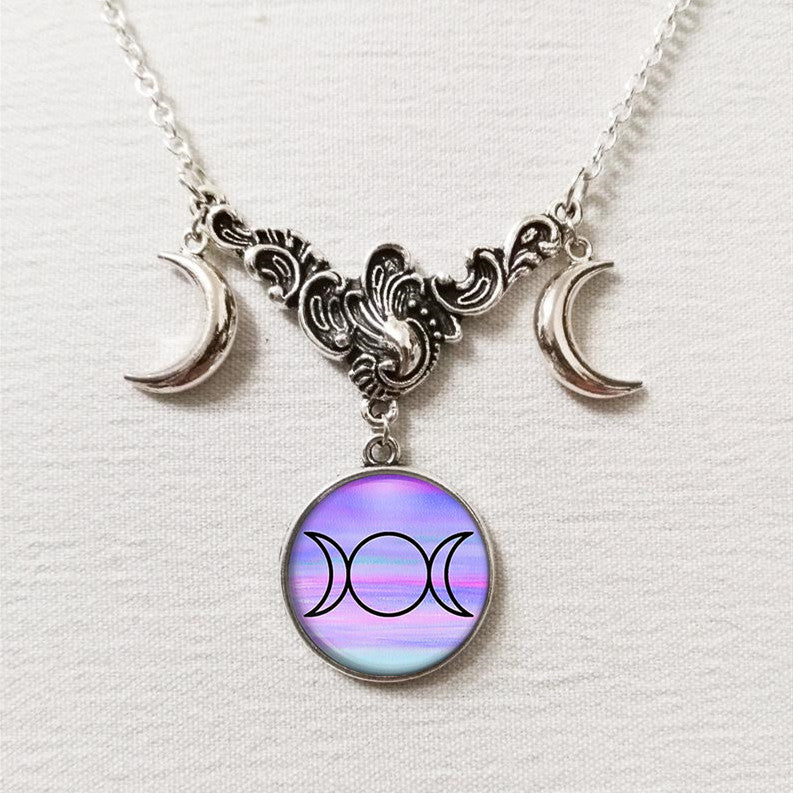 Triple Moon Silver Necklace