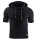 Mens Hooded Sweatshirt Short Sleeve Solid Knitted Hoodie Pullover Sweater - Minihomy