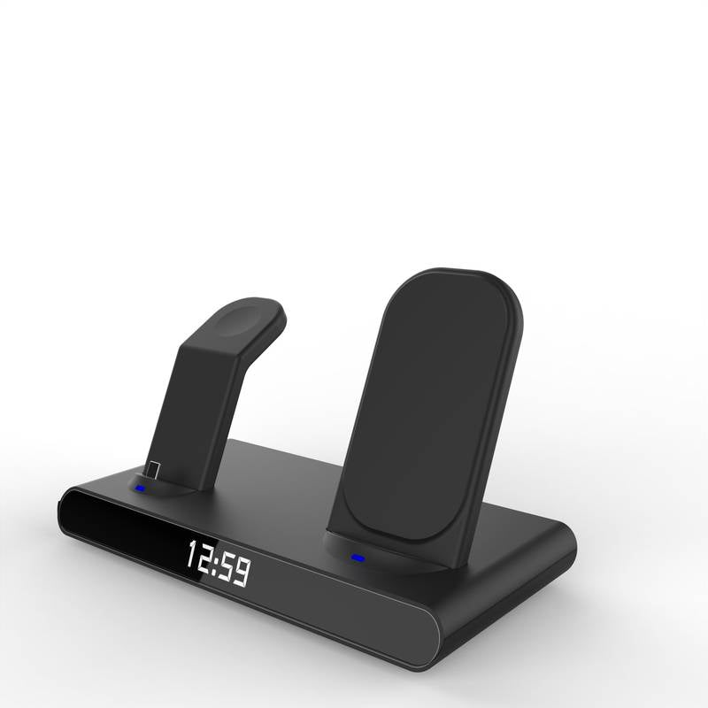 15W 3-in-1 Wireless Charging Station for Phone, Watch & Earbuds - Fast Charging Clock - Minihomy