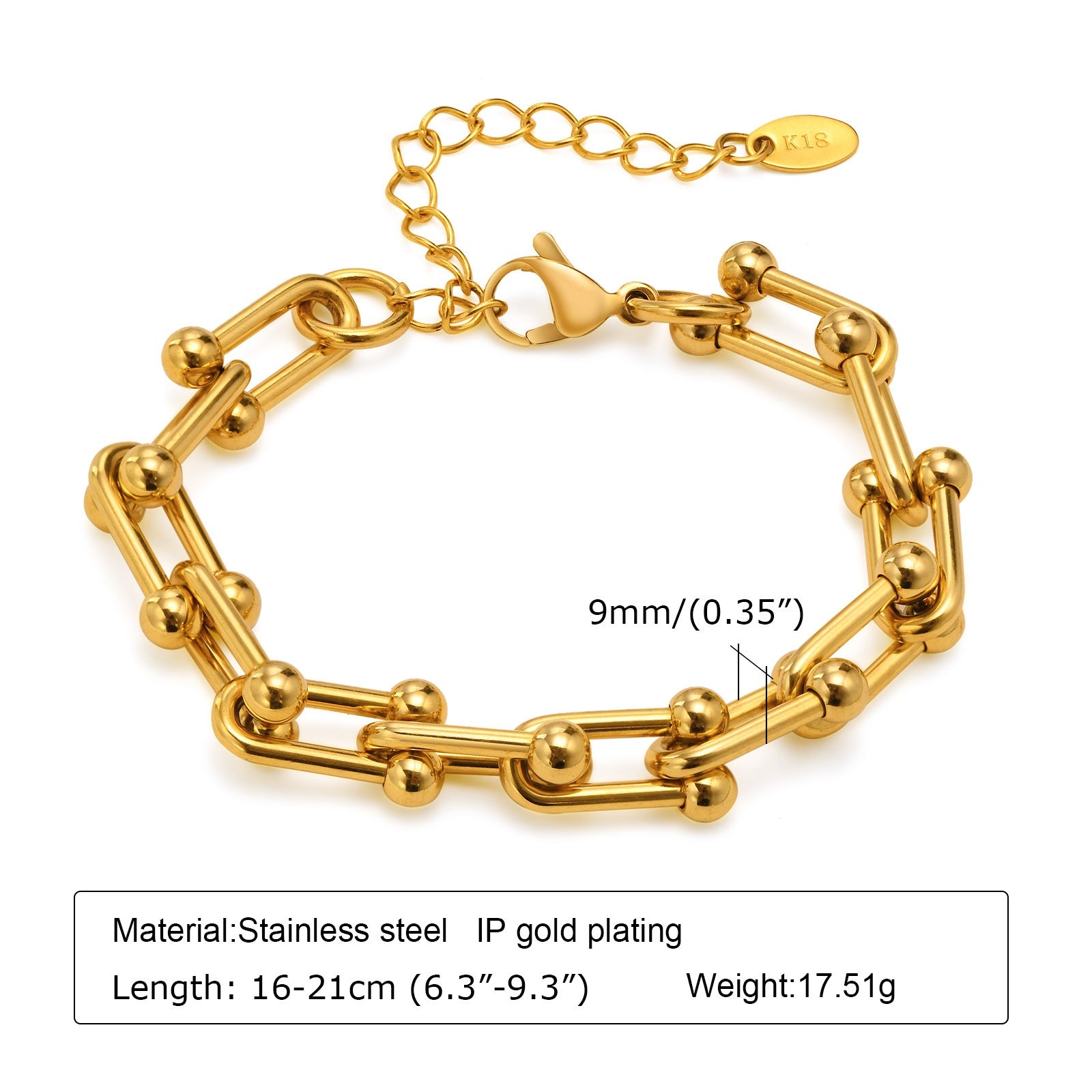 Ornament Extended Stainless Steel Bracelet Gold - Minihomy