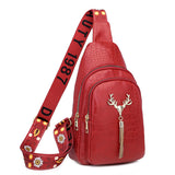 Deer Tassel Design Crossbody Bag Letter Embroidery Chest Bags For Women - Minihomy