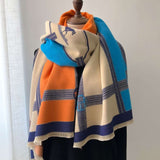 Color Blocking and Matching Cashmere Scarves for Women - Minihomy