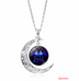 12 constellation time gemstone half moon pendant necklace - Minihomy