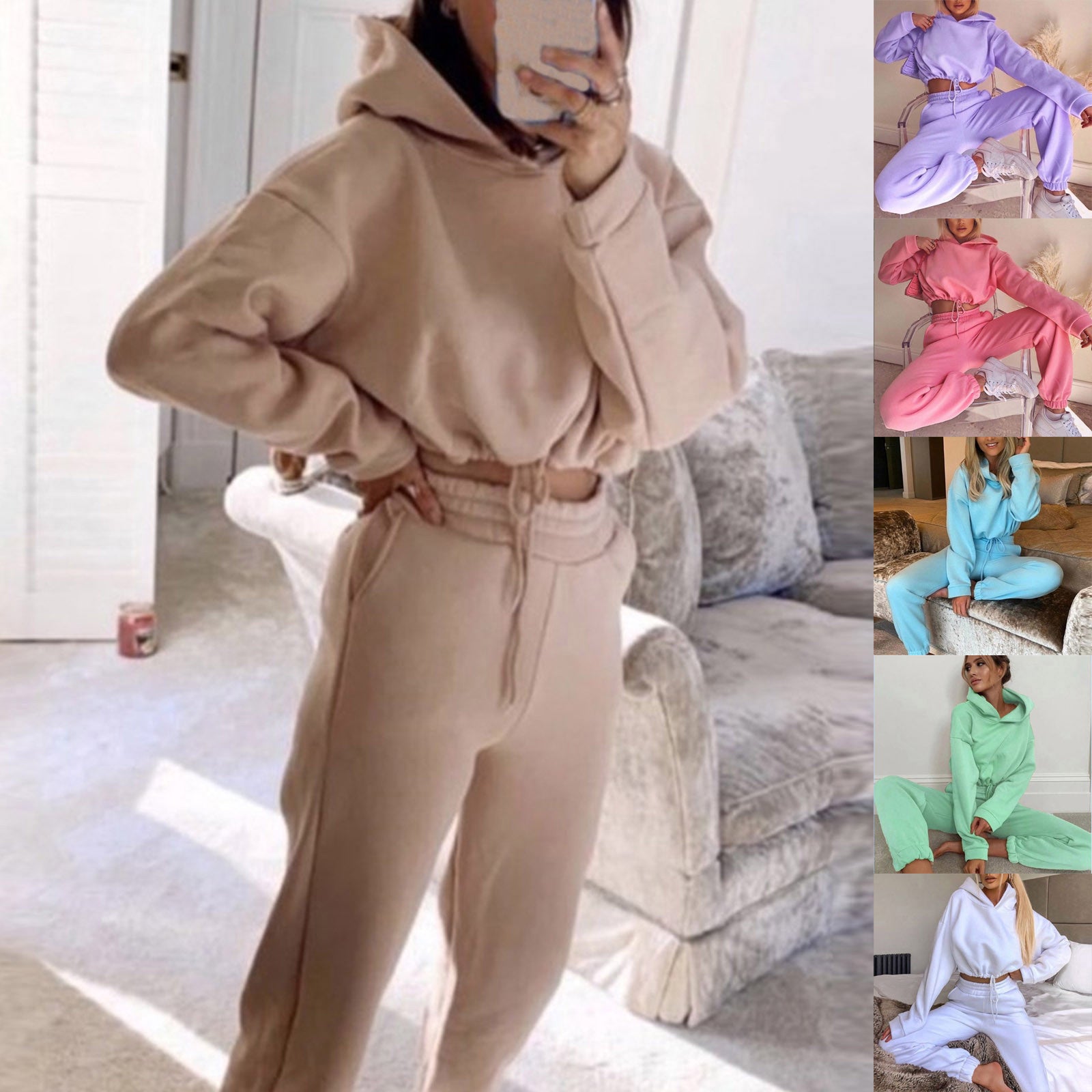 Jogging Suits For Women 2 Piece Sweatsuits Tracksuits Long Sleeve Hoodie Casual Fitness Sportswear - Minihomy