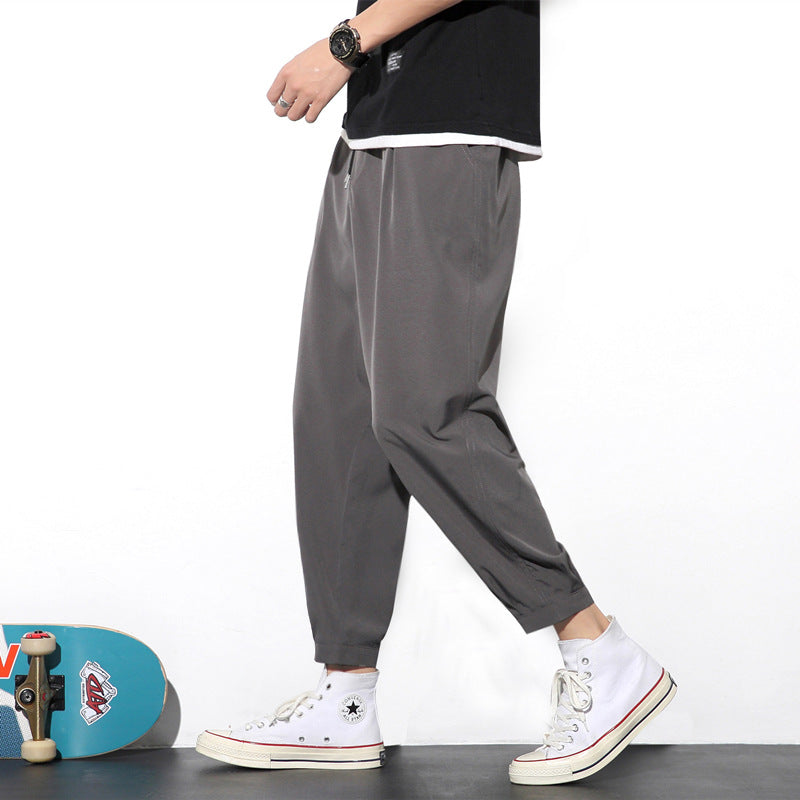 Drawstring Pants - Summer Casual Ice Silk Trousers for Men - Minihomy