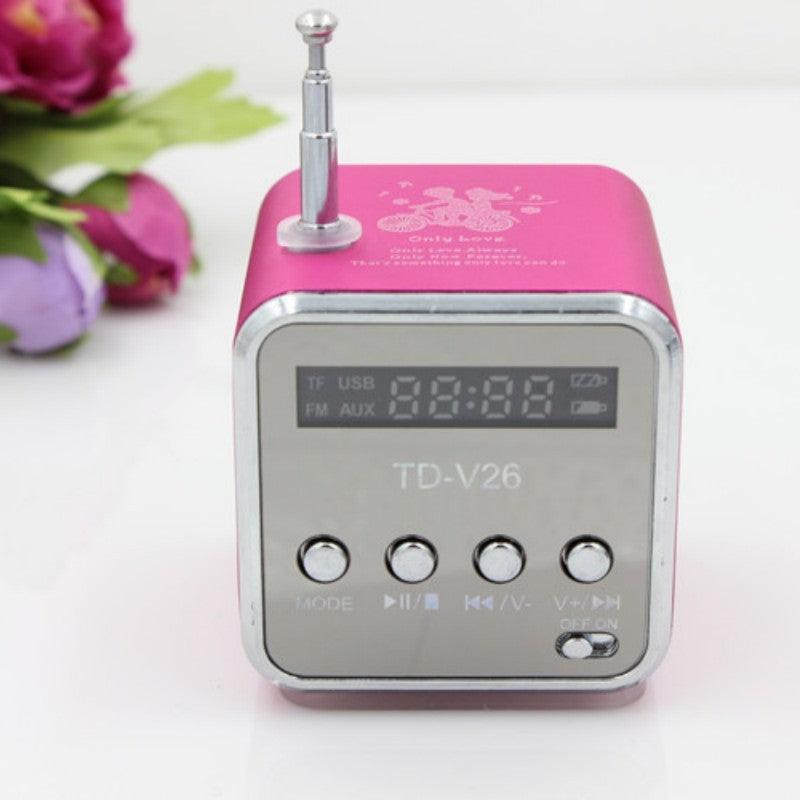 TD-V26 Taşınabilir Hoparlör Mini FM Radyo Alıcısı MP3 Müzik Çalar LCD ses çubuğu Micro SD TF Müzik Stereo Hoparlör Dizüstü Bilgisayar için