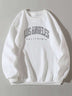 Letter Print Crew Neck Pullover Sweatshirt - Minihomy