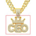 European Hip Hop Full Diamond Crown Letters Pendant Cuban Necklace - Minihomy