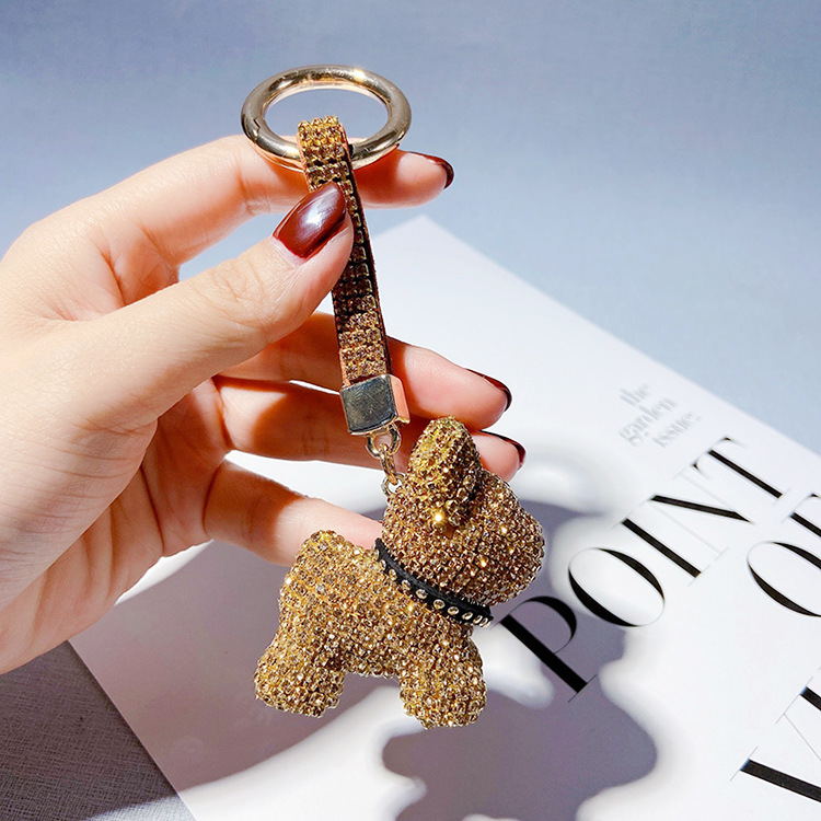 Diamond Claw Chain French Fighting Dog Keychain - Rhinestone Elegance - Women - Minihomy