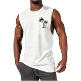 Coconut Tree Embroidery Vest - Summer Beach Tank Tops Workout Muscle Men Sports Fitness T-shirt - Minihomy