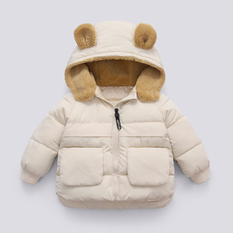 Childrens Autumn And Winter Short Thick Hooded Warm Jacket - Minihomy