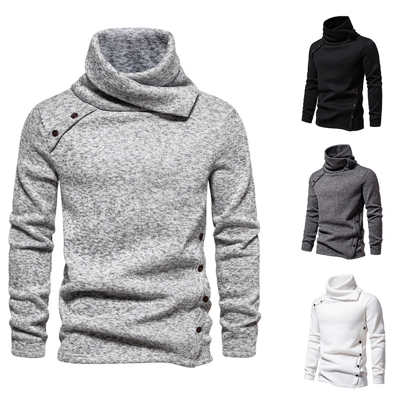 Men's Cascading Collar Sweater Coat Jacquard Pullover Sports Sweater - Minihomy