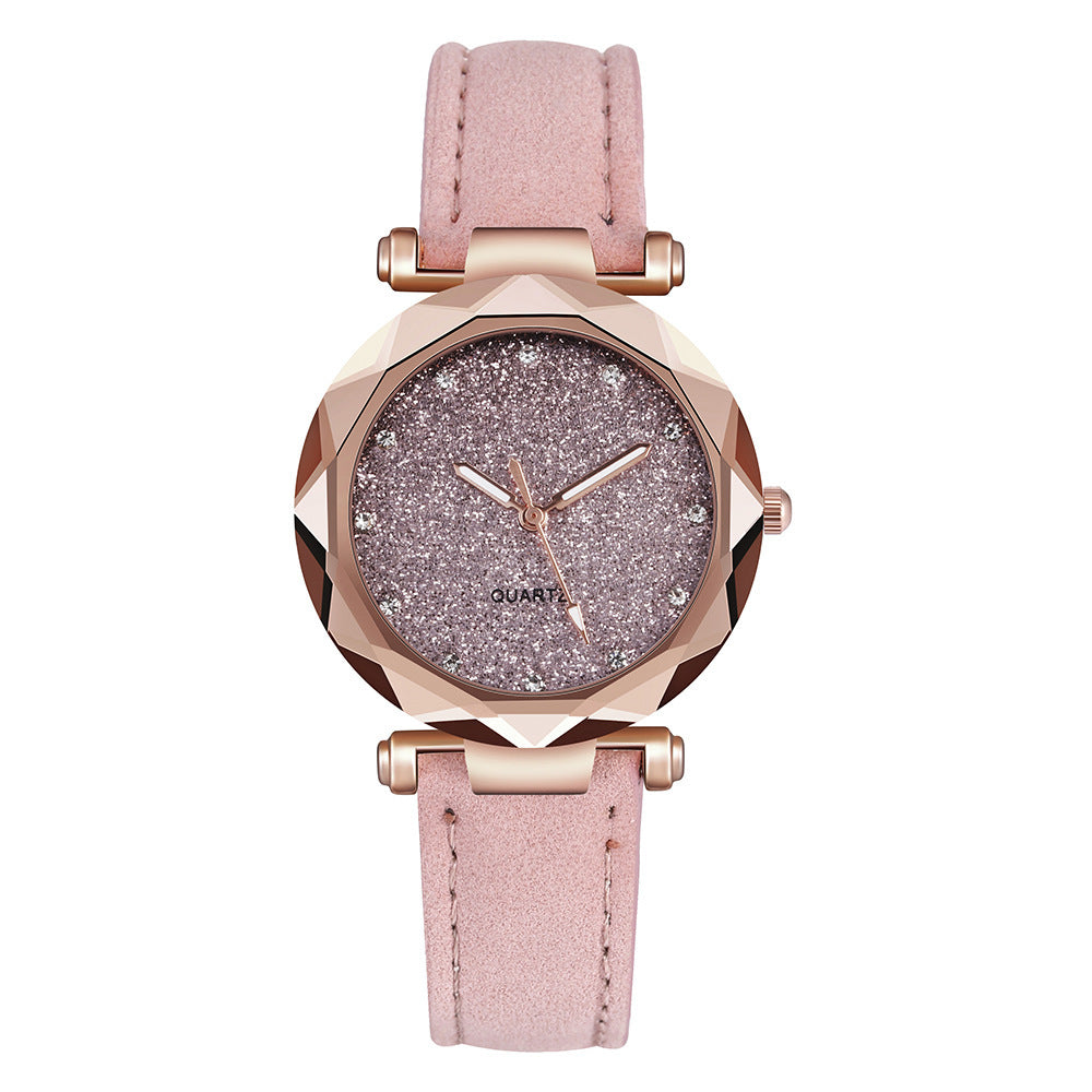 Casual Women Romantic Starry Sky Wrist Watch Leather Rhinestone Designer Ladies Clock - Minihomy