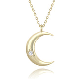 Crescent Zircon Necklace - Golden Zircon Moon Pendant - Minihomy