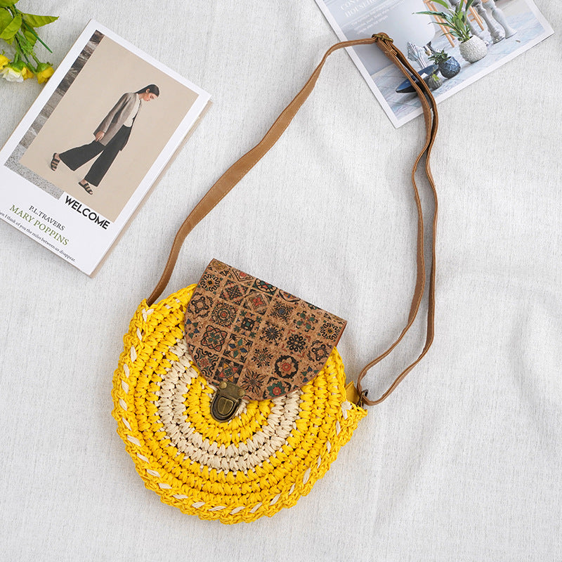 Handmade Straw Beach Bag | Casual Crossbody Shoulder Bag for Women - Minihomy