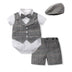 Baby Boy Gentleman Suit Romper Vest Shorts Bow Tie - Minihomy