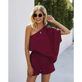 High Waist Short one Shoulder Loose Jumpsuit - Minihomy