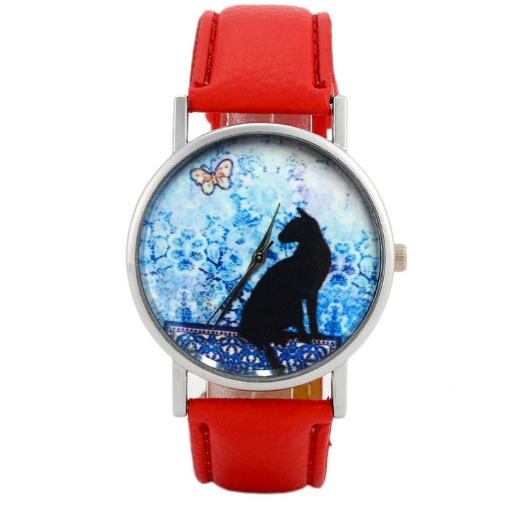 Watch Women Quartz Clock Women Brand Fashion Print Cat Pattern Charm Dress Wristwatch Women