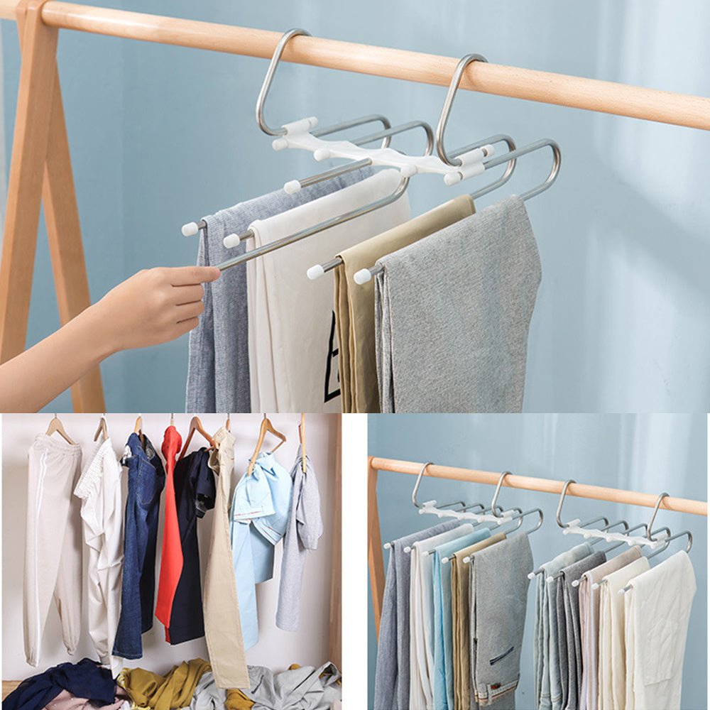 5-in-1 Multifunctional Wardrobe Hangers - Stainless Steel Clothes Hangers for Pants, Shirts, & More - Minihomy