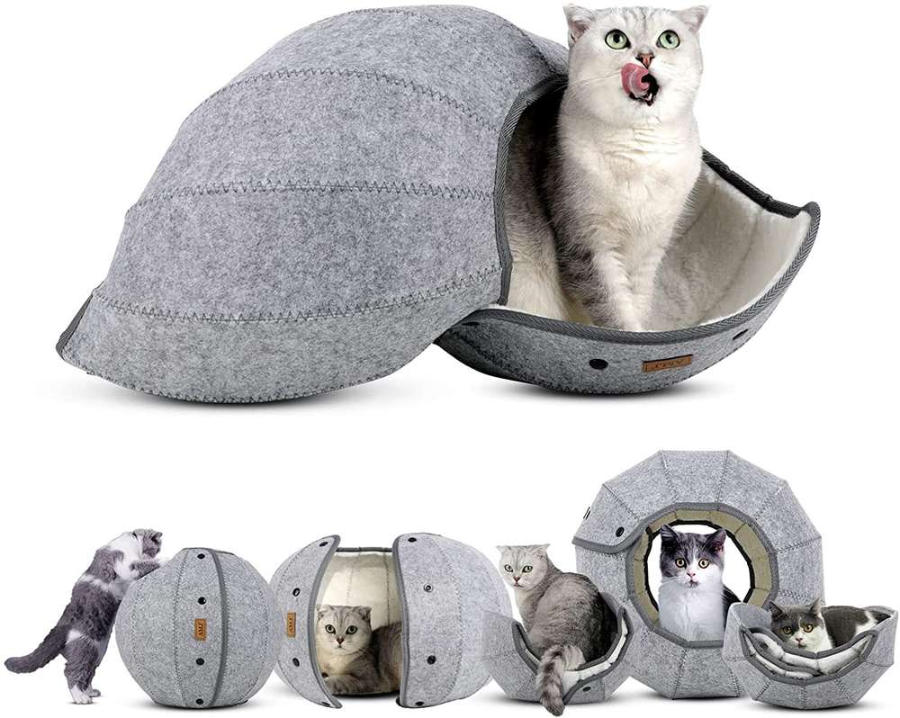 Foldable Cat Tunnel Toy - Multi-Function Cat Cave Bed and Interactive Pet Toy - Minihomy