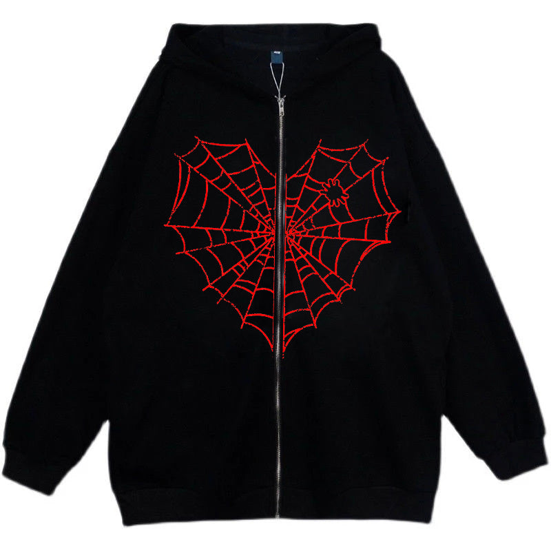 Hoodie Printed  Jacket Fleece Zip Sweatshirt - Minihomy