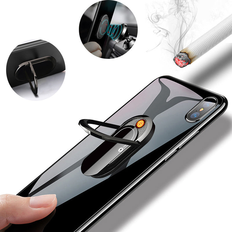 2 In 1 Portable Creative USB Plasma Lighter Mobile Phone Holder Multi-function Cigarette Lighter - Minihomy