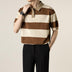 Lightly Mature Knitted Polo Shirt Casual Striped Short Sleeve - Minihomy