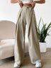 High-Waist Lace-up Patchwork Casual Straight Leg Pants - Minihomy