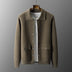 Men's Polo Collar Solid Color Wool Cardigan Autumn Winter Retro Pocket Thick Coat - Minihomy