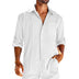 Casual  Long Sleeve Shirt With Pocket Lace Polo Collar Solid Color Button Mens Clothing - Minihomy